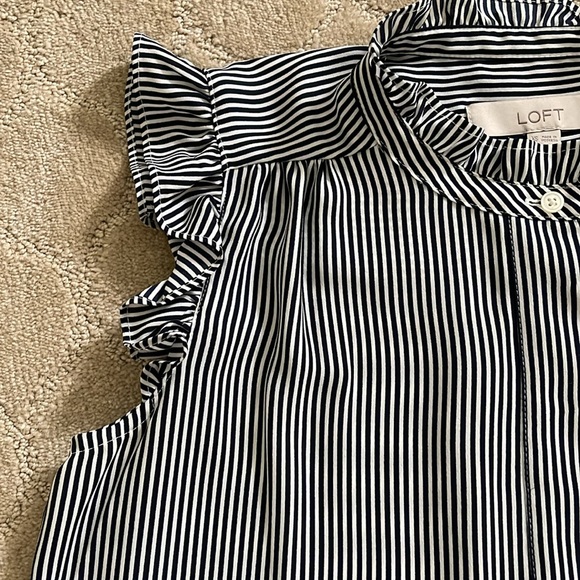 Ann Taylor Loft blue and white striped blouse - Picture 3 of 7